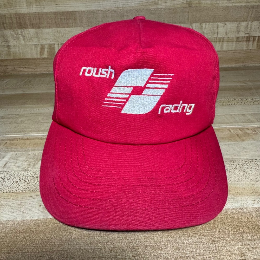 Vintage Roush Racing Hat Red Snapback Identity Headwear Made in USA Cap